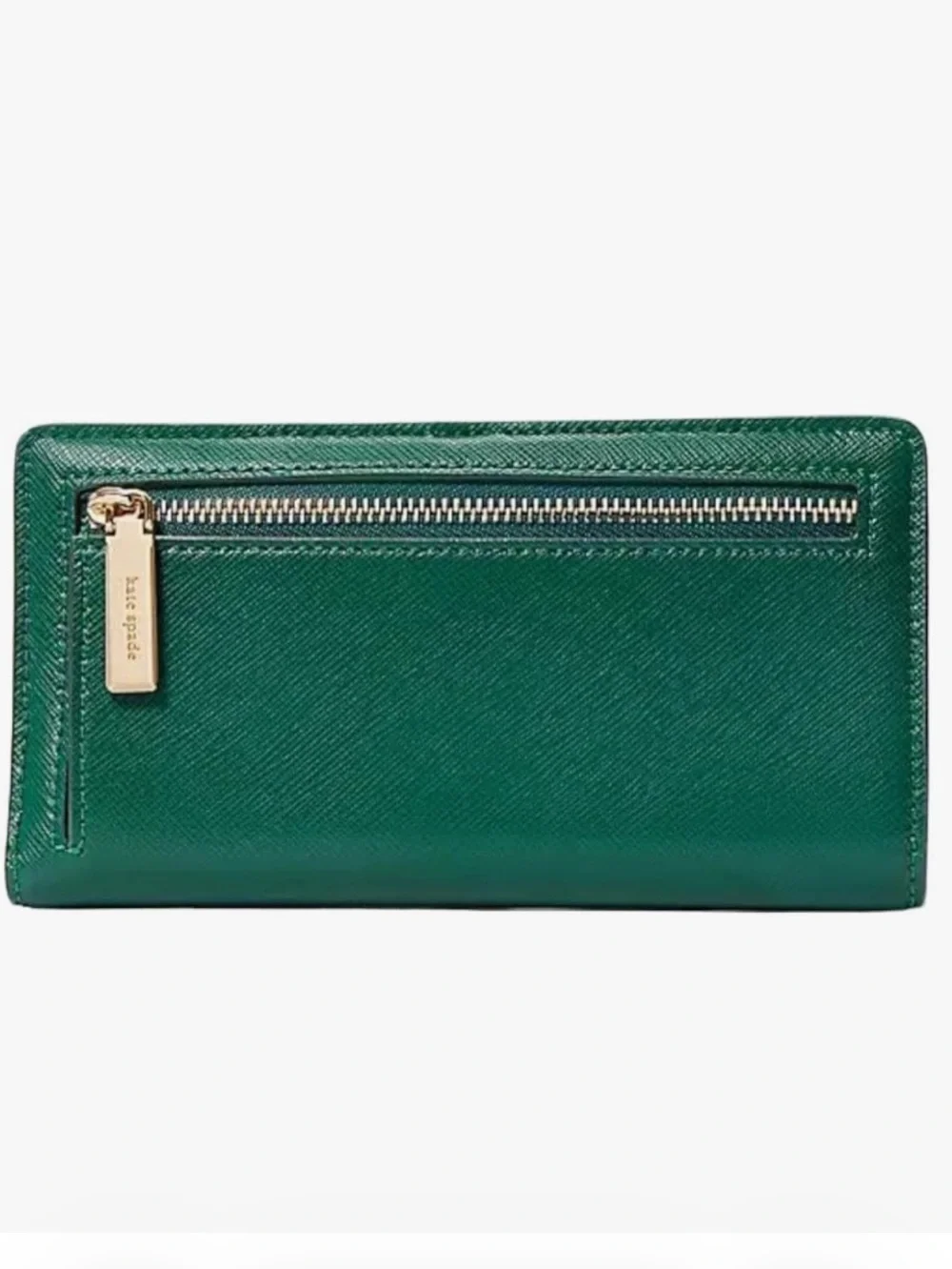 kate spade Leather Slim bifold  wallet with gold logo NWT-Deep Jade - Picture 2 of 3